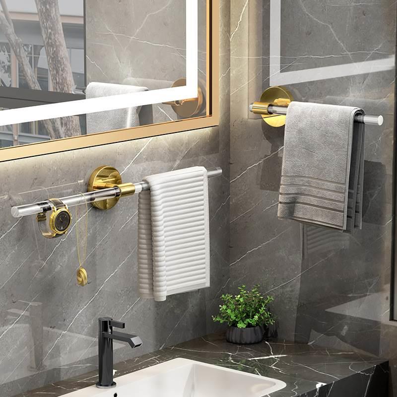 New Acrylic Rabbit Perforated Zinc Alloy Single Pole Wall-mounted Bathroom Toilet Creative Towel Rod towel rack St-Taobao