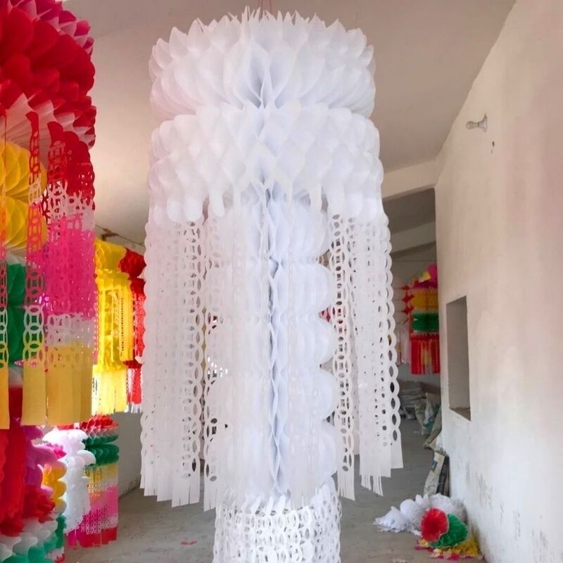 10 Qingming Paper Lanterns, Paper Hanging Decorations, Eco-Friendly Paper Lotus Floats, Funeral Supplies
