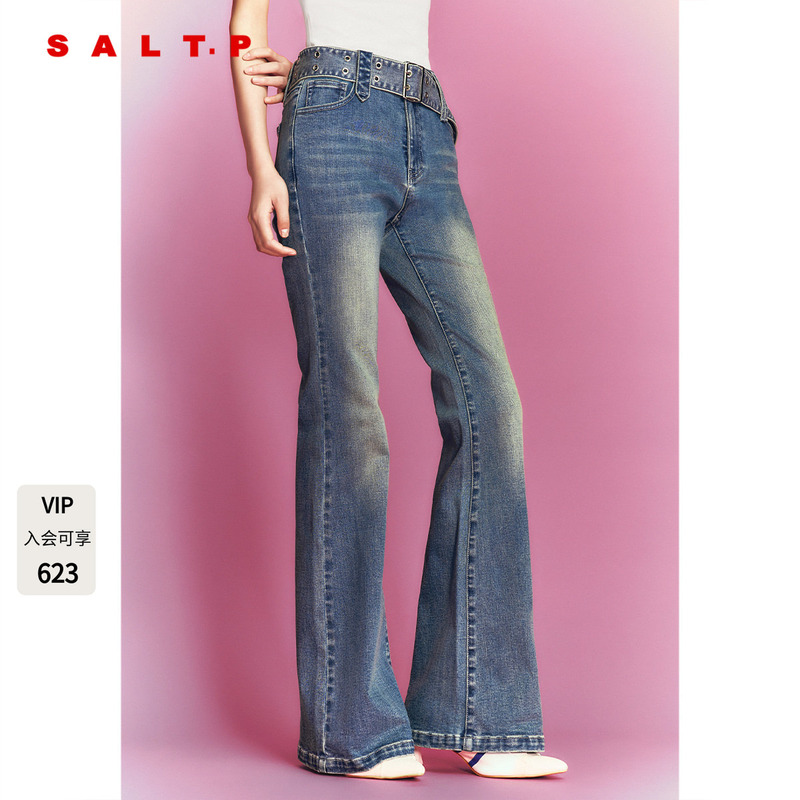 Salt.P Retro Slim-Fit Flared Jeans with Built-In Belt 2026 Autumn New Style Jeans Ac36320200