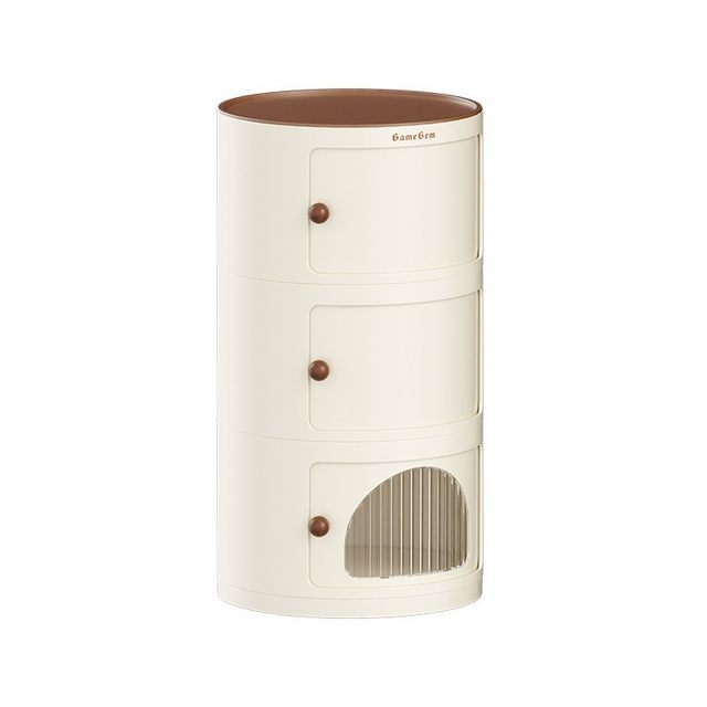 Gemeiju Indoor Organizing Cabinet Storage Cabinet Cream-Flowing Bedside Cabinet Round Cabinet Bedside Storage Cabinet