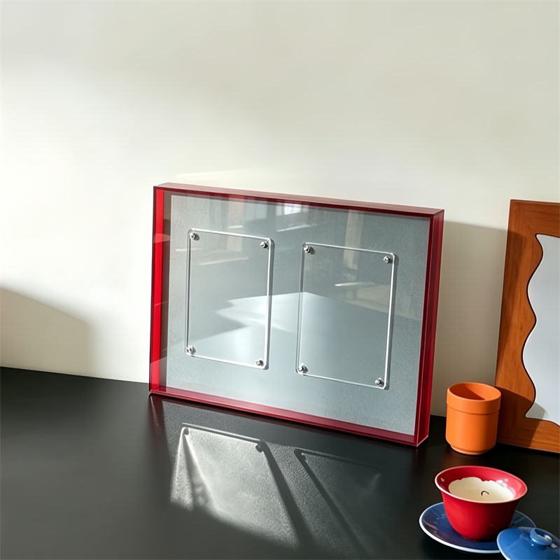 Acrylic New Chinese-Style Double Photo Frame with Floating Hollow Design, Dual Card Slots, Framing for Tabletop Display Acrylic New Chinese-Style Double Photo Frame with Floating Hollow Design, Dual Card Slots, Framing for Tabletop Display