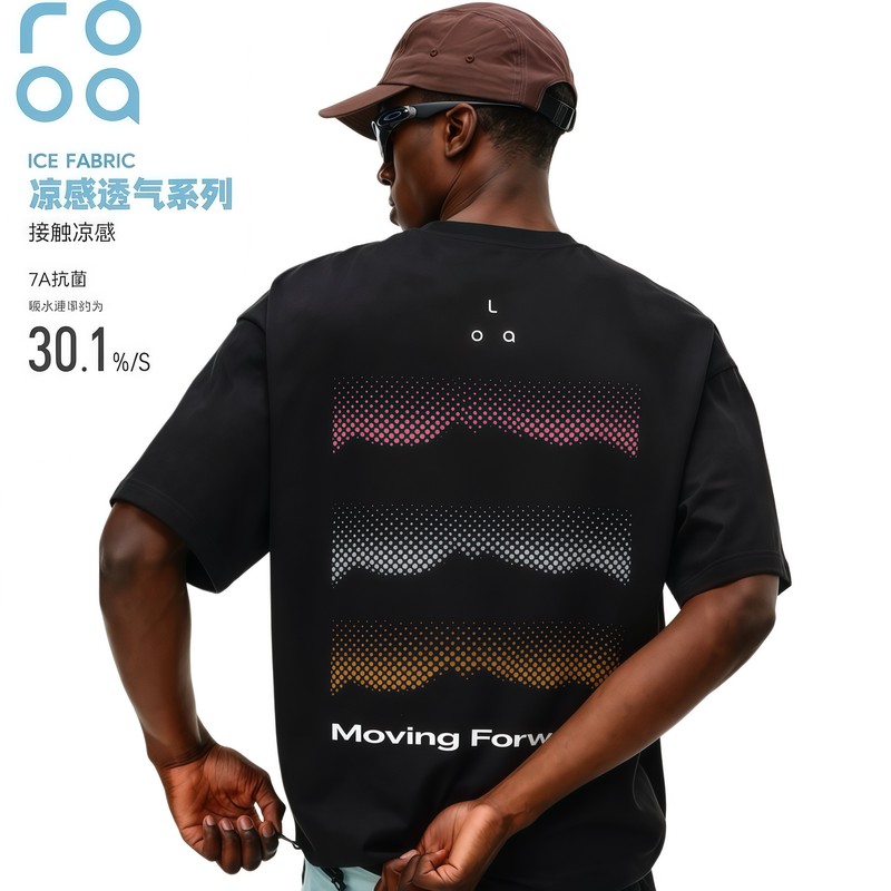 Cool Casual 7A Antibacterial Sports Short-Sleeved Summer Round-Neck Couple Polka-Dot Print Outdoor Half-Sleeve T-Shirt for Men