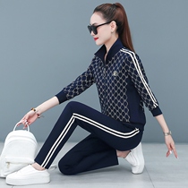 Sports spring and autumn sports suit for women 2023 new style fashionable and age-reducing loose middle-aged womens running and leisure two-piece set