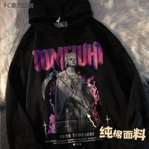 Heavy pound pure cotton 100% pure cotton casual blouses European and American Chains dark black Even cap garnter thickened male and female loose