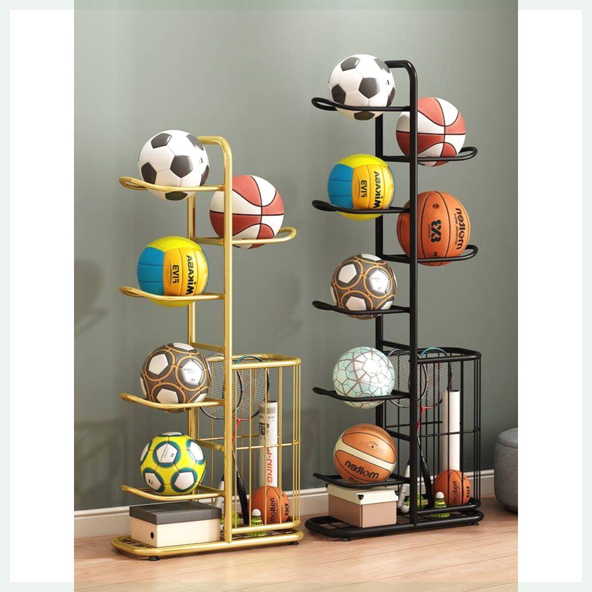 How to store balls at home? this multi-layer basketball storage rack ...