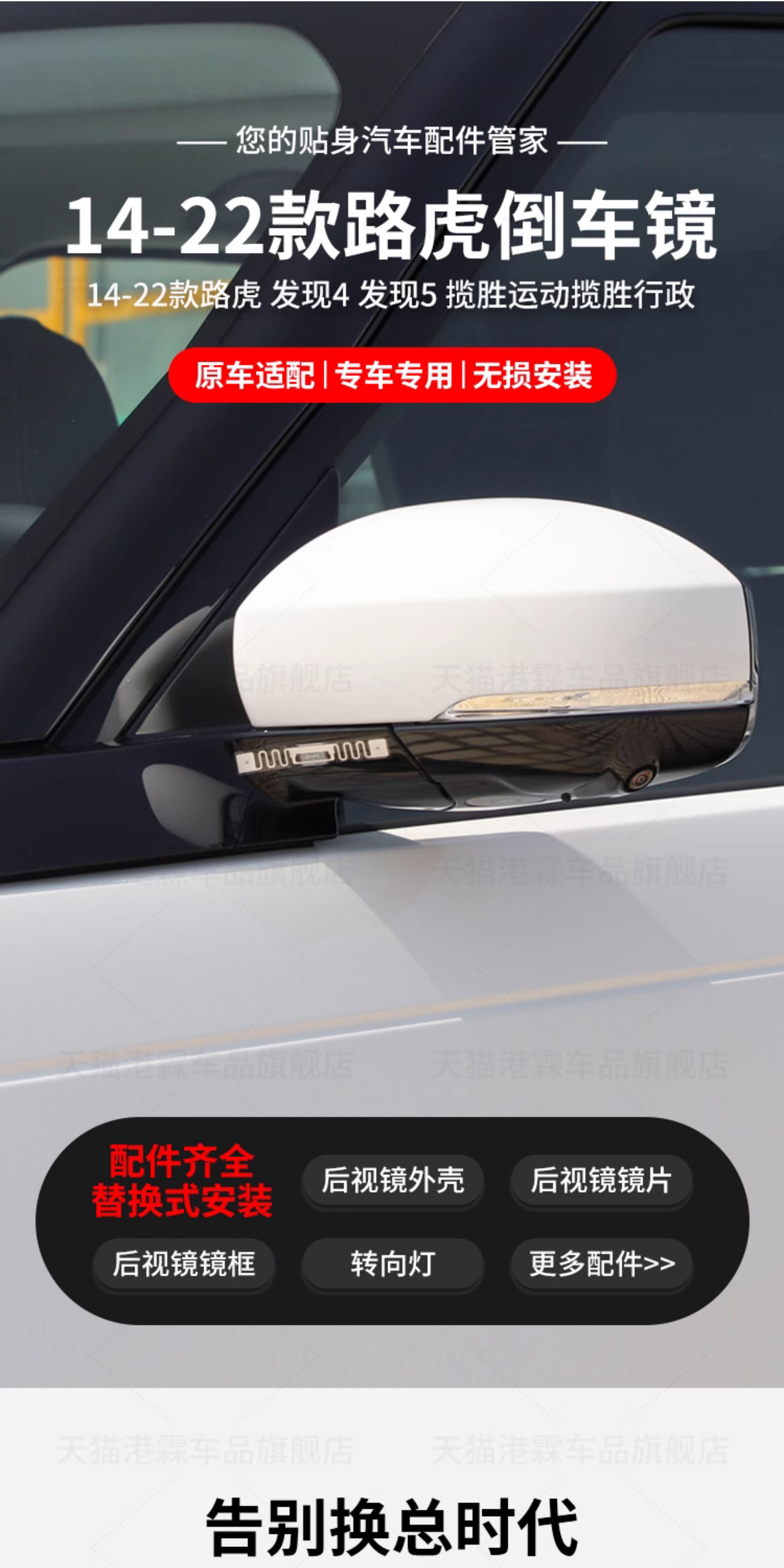 Suitable for 14-25 Models of Land Rover Range Rover Sport Executive Rearview Mirror Housing, Discovery 4 5 Rearview Mirror Frame