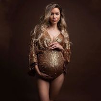 Sequins Maternity Photography Props Bodysuit Boho Maternity