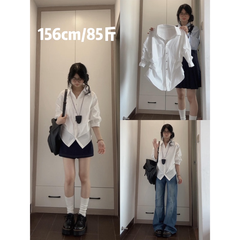 White Shirt for Women, 2026 New Style, Slim Fit, Waist-Cinching, Short-Sleeved Shirt, Mid-Sleeve Top with a Sense of Design, Suitable for Early Autumn Wear White Shirt for Women, 2026 New Style, Slim Fit, Waist-Cinching, Short-Sleeved Shirt, Mid-Sleeve Top with a Sense of Design, Suitable for Early Autumn Wear