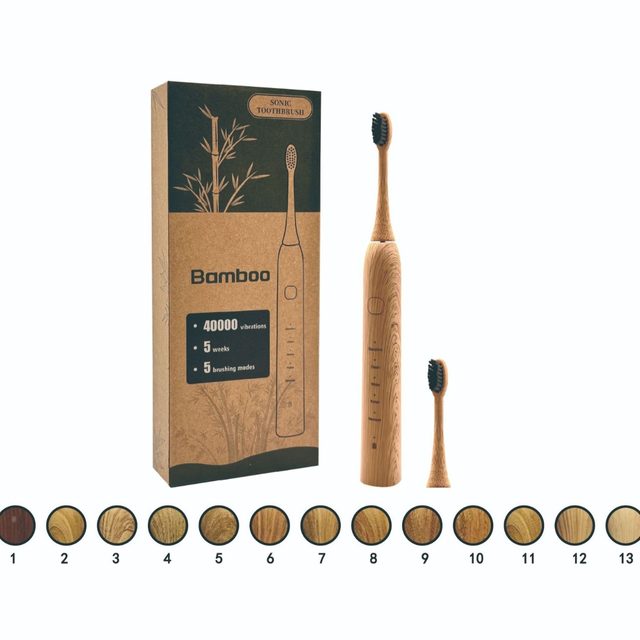 New Electric Bamboo Toothbrush, Environmentally Friendly Soft-Bristle Smart Sonic Electric Toothbrush, Bamboo Electric Toothbrush, Bamboo Toothbrush