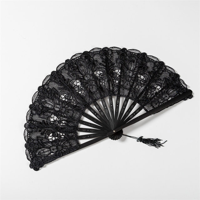 Lace Embroidered Lace Fan with Hollow Design, Vintage European-Style Court Fan, 23cm Folding Bamboo Fan, Dance Prop Performance Fan