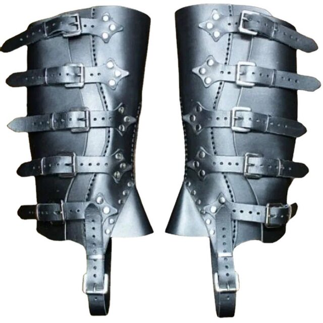 New new equestrian show COSPLAY medieval Renaissance warrior PU leather leggings shoe covers