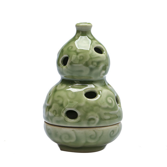 Zen-Inspired Celadon Gourd-Shaped Incense Burner Ornament for Home Indoor Tea Ceremony Creative Chinese-Style Incense Holder Incense Burner Incense Device Incense Burner