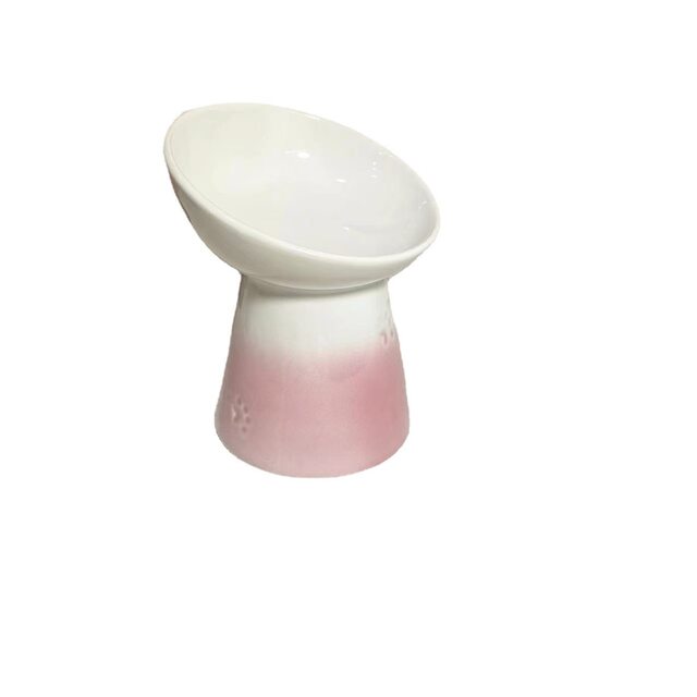 French Cool Color Ceramic Pet Bowl for Cats and Dogs, Slow-Eating and Drinking Bowl, Prevents Black Chin, Elevated Ceramic Pet Tableware