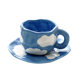 Creative Irregular Ceramic Hand-Painted Mug and Saucer Set, Exquisite Afternoon Tea, Women's Coffee Cup and Saucer Tea Set