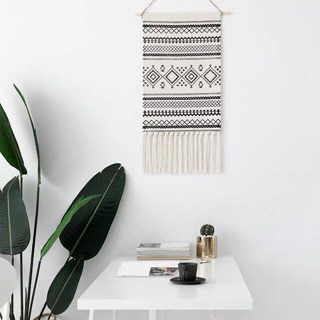 ins Scandinavian Tapestry Decorative Hanging Cloth Tassel Hand-Woven Cotton Hanging Painting Bedroom Living Room Meter Box Background Wall Cloth