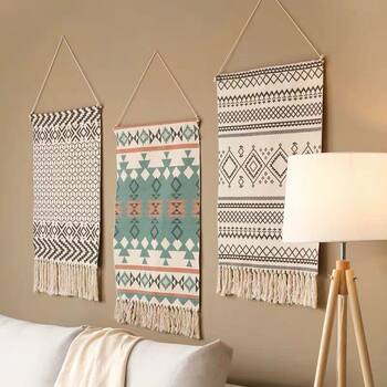 ins Scandinavian Tapestry Decorative Hanging Cloth Tassel Hand-Woven Cotton Hanging Painting Bedroom Living Room Meter Box Background Wall Cloth