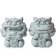 A Pair of Cute Green Sandstone Wind Lion Statues, a National Trend Stone Lion, a Lucky Charm, Tea Pet Ornament, and Souvenir