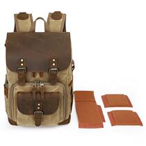 2021 new wax-dyed canvas genuine leather retro multifunction digital camera bag single counter camera bag waterproof photographic bag