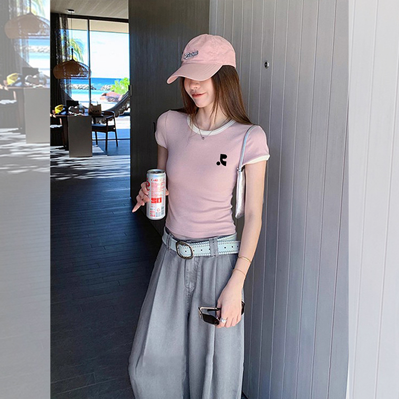 [Buy from Korea] Restandrecreation Korean Style Spicy Girl Slim-Fit Short-Sleeve T-Shirt, Regular Shoulder Short Top for Women