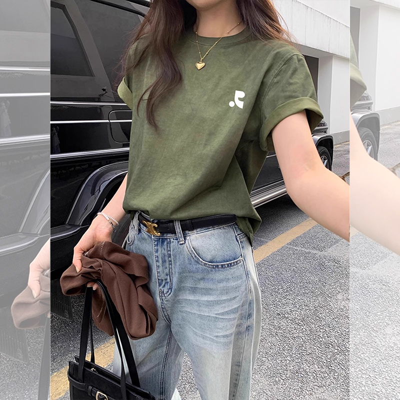 [Buy from Korea] Restandrecreation Korean Retro Distressed Short-Sleeve T-Shirt with a High-End Feel, Casual Top