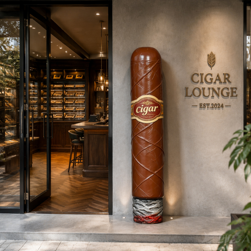 Giant Outdoor Artificial Cigar Ornament Model, Large Fiberglass Sculpture, Decorative Props, Floor-Standing Large Ornament Decoration
