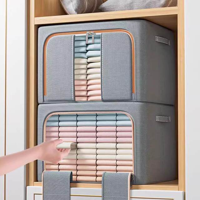 T Storage wardrobe box Household clothes Oxford fabric cotton linen quilt sorting artifact Foldable basket storage