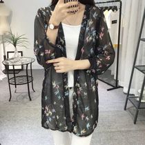 Women Chiffon Kimono Cardigan Floral Printed Long Seleeve Blo
