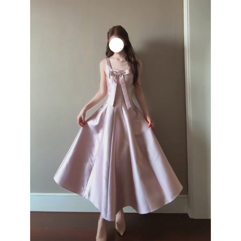 Elegant Coming-Of-Age Ceremony Dress, Satin Slip Dress, Birthday Party Dress, Small Dress for Registration and Certificate-Taking, Suitable for Everyday Wear Elegant Coming-Of-Age Ceremony Dress, Satin Slip Dress, Birthday Party Dress, Small Dress for Registration and Certificate-Taking, Suitable for Everyday Wear