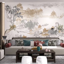 2024 New Hard Pack TV Sofa Background Loft Retro Style Chinese Zen Decoration Wall Cloth Embroidery Mural