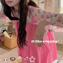 Sweet Girl Dopamine Outfit Suit High Waist Sling Dress Fashionable Floral Sunscreen Shirt Women Summer 2024 New Style