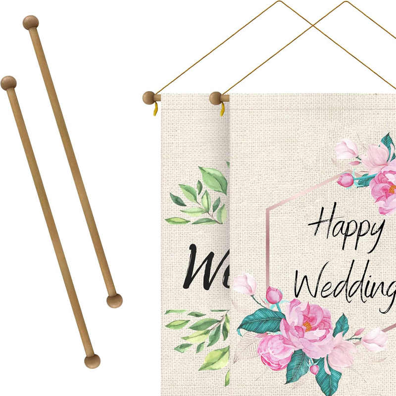 Wooden Hanging Rod, Wooden Flagpole, Round-Headed Wooden Stick, Wooden Rod, Tapestry Hanging Flag Accessories, Half-Hole Round Bead, Cylindrical Rod, Matchstick
