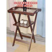 Kitchen rack floor-standing household vegetable tray rack foldable multi-layer storage rack multi-functional punch-free solid wood