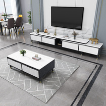 Gold cabinet furniture light luxury slate floor cabinet modern simple small apartment living room household telescopic combination coffee table TV cabinet