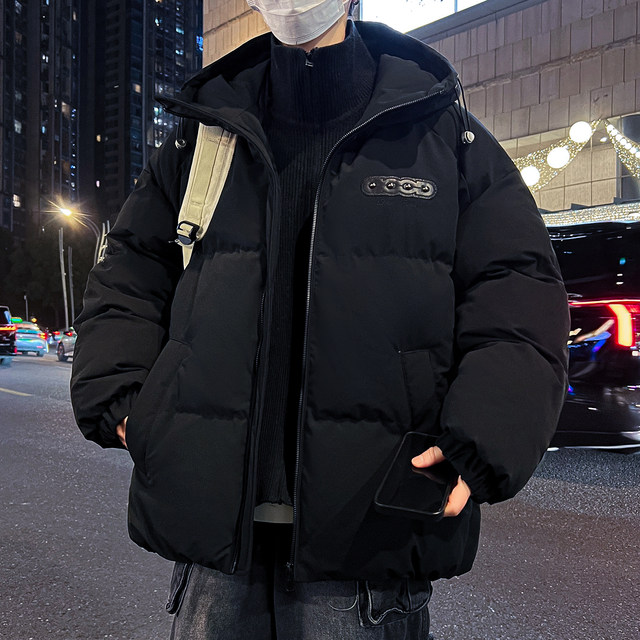 Fake two-piece cotton coat men's new winter thickened cotton coat men's hooded winter coat cotton jacket teenagers warm jacket