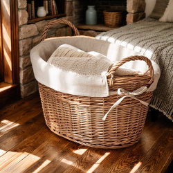 Large Rattan and Wicker Laundry Basket for Clothes, Toys, Snacks, and Miscellaneous Items, Storage Basket for Bathroom and Clothes