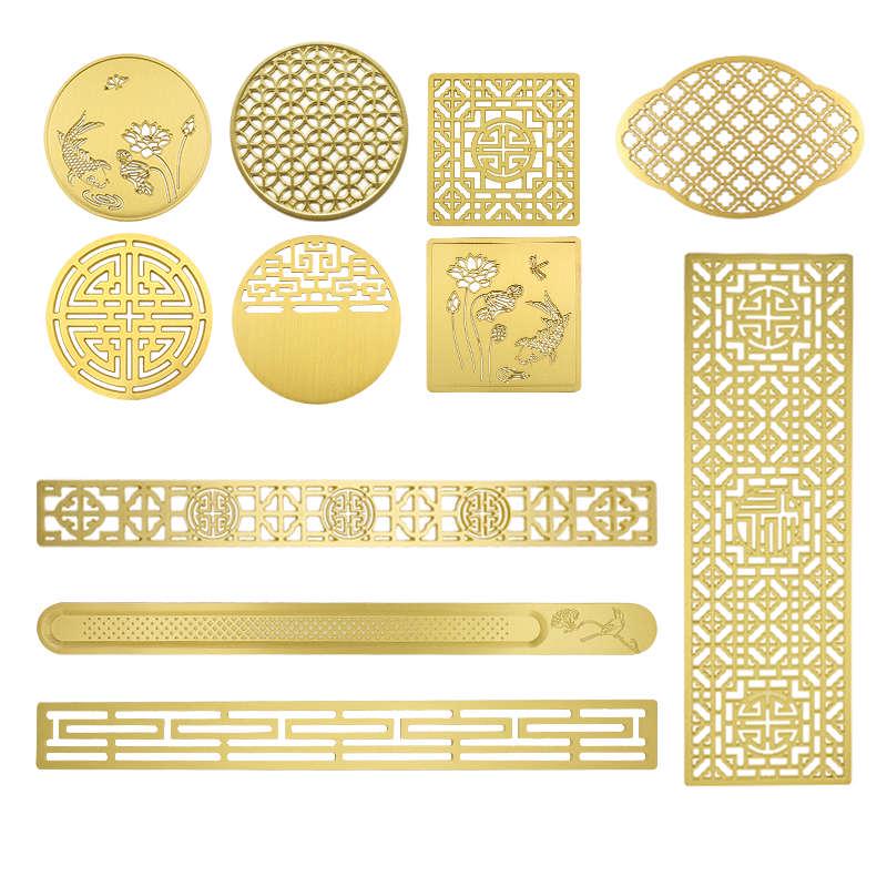 Pure Brass Tea Tray Lattice Leaky Sheet Sewer accessories drain filter Brass Tea Table Water Outlet Cover Plate Fine Sculptures-Taobao