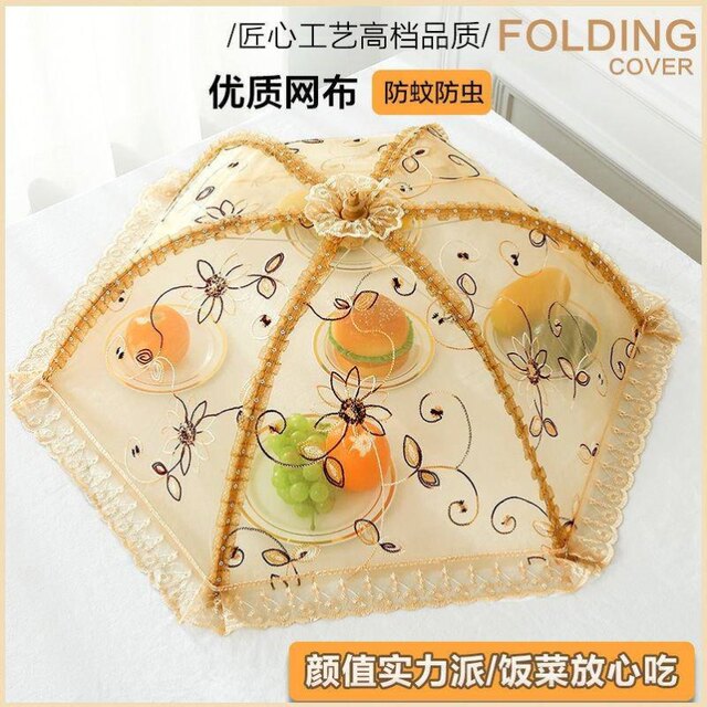 Vegetable Cover Household Foldableable Food Dining Table Cover New Washable Fly-Proof and Dust-Proof Meal Cover Retractable Cover Vegetable Umbrella