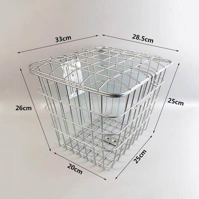 Authentic Stainless Steel Bicycle Basket, Electric Bicycle Front Basket, Foldableing Bike Basket with Lid, Front-Mounted Enlarged Basket