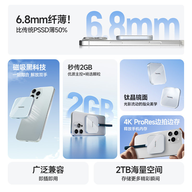 Fanxiang Solid-State Mobile Hard Drive 1t High-Speed External Ssd Large Capacity Magnetic Suction Pssd Desktop Notebook Ps2005