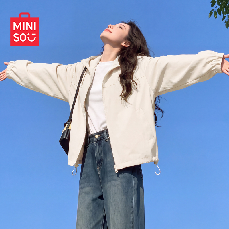 Miniso/Miniso Brand Thin Jacket for Women, Autumn 2026 New Softshell Hiking Jacket, Windproof Jacket Top J