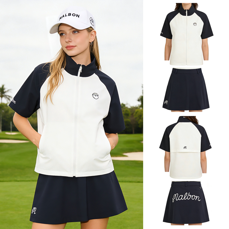 New Korean Golf Women's Suit Sports Tennis Jacket Zip-Up Short-Sleeve Coat Slim-Fit Short Skirt Flared Skirt