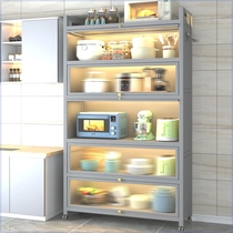 New household cabinets removable microwave oven multi-layer storage lockers dishes and pots storage shelves