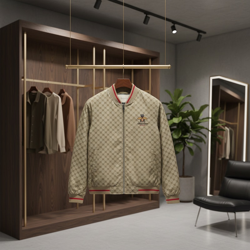 Gucci-Style Spring and Autumn Men's Jacket with a Hong Kong-Style Light Luxury and Simple Design, Featuring a High-Quality Replica of the Bee Embroidery from a Famous Workshop Gucci-Style Spring and Autumn Men's Jacket with a Hong Kong-Style Light Luxury and Simple Design, Featuring a High-Quality Replica of the Bee Embroidery from a Famous Workshop