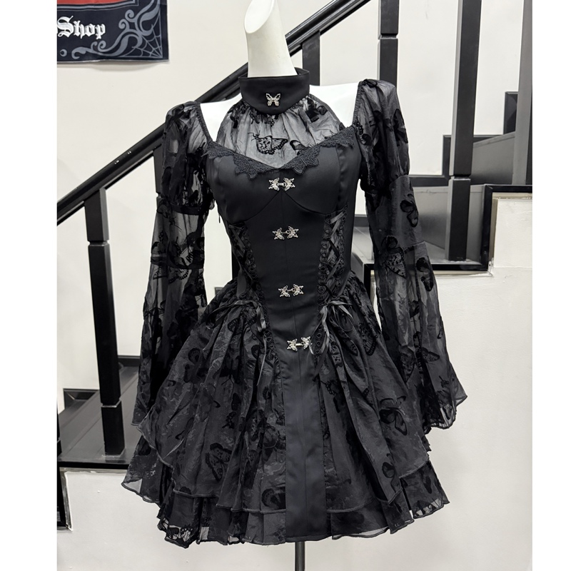 Sweet Blood·Dark in Love Gothic Women's Clothing Romantic Gothic Sexy Cut Out Waist Long Skirt Dw1023