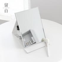 Blank ins Nordic desktop desktop makeup mirror folding high-definition student dormitory portable leather bedroom makeup mirror