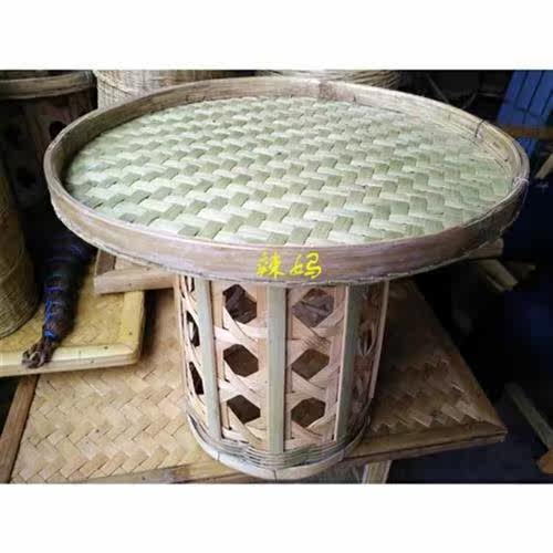 Table à manger exquise caractéristique du Yunnan Dai, artisanat simple, petite table ronde en bambou, table à thé, décoration de la maison