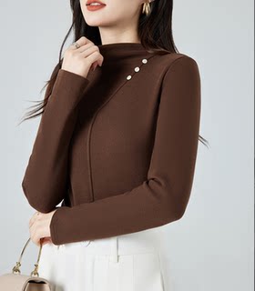 【小田tia专享】莱赛尔 蚕丝驼绒  双面绒 软糯柔软半高领保暖T恤