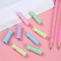 Cartoon Kitten Pencil Cover Primary School Student Protective Cover Childrens Silicone Triangular Pencil Cap Sheath Can Be Used as an Eraser