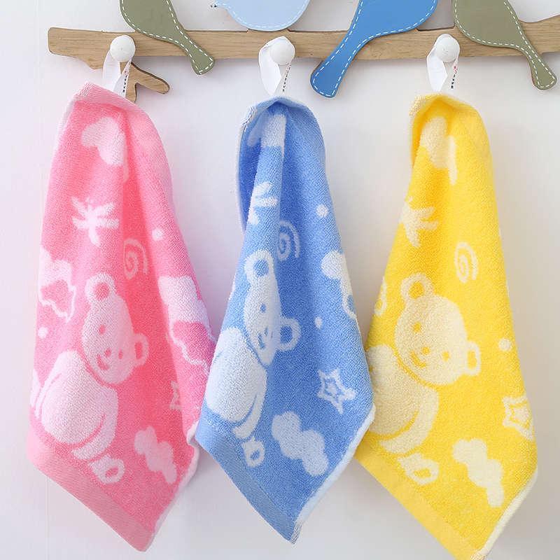 Golden Seed Pure Cotton Towel Set of Six Cute Jacquard Small Square Towels for Kindergarten Babies, Saliva Towels, Small Hand Towels, Handkerchiefs