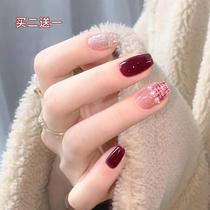 Wear A fake nail sticker with red removable waterproof nail sticker New Years 7-12-year-old child student beauty nail sticker